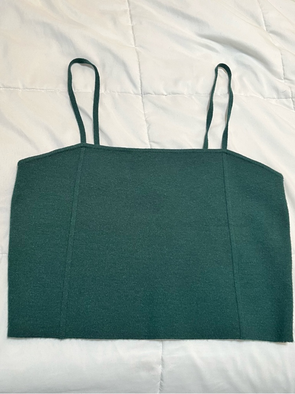 Express Dark Green Cropped Square-Neck Tank Top | NWT